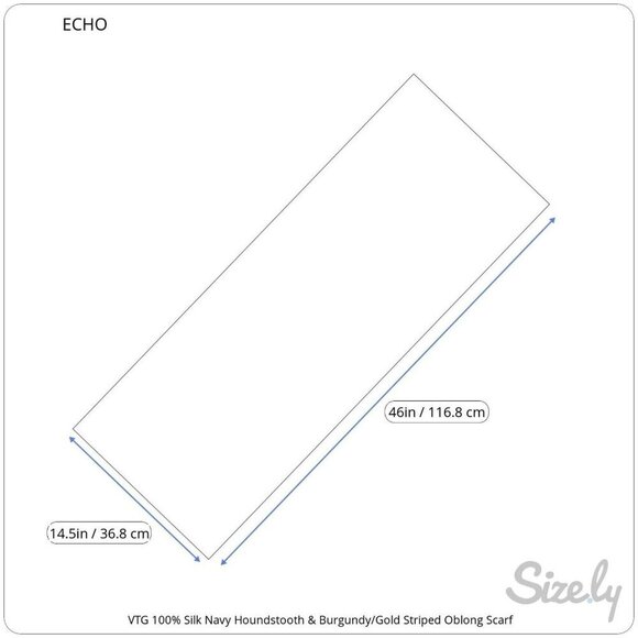 Echo 100% Pure Silk Scarf With Navy Houndstooth & Burgundy & Gold Stripes Design - Picture 5 of 5
